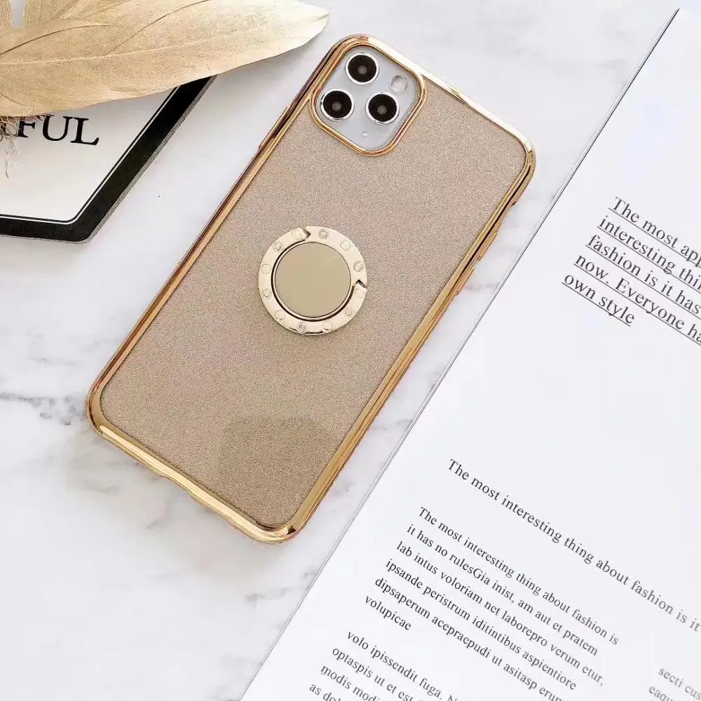 

Bling Clear Phone Case For iphone 12 11 Pro Max X 8 7 Plus XR XS SE 2020 Thin Slim Transparent Diamond ring Stand Holder Cases