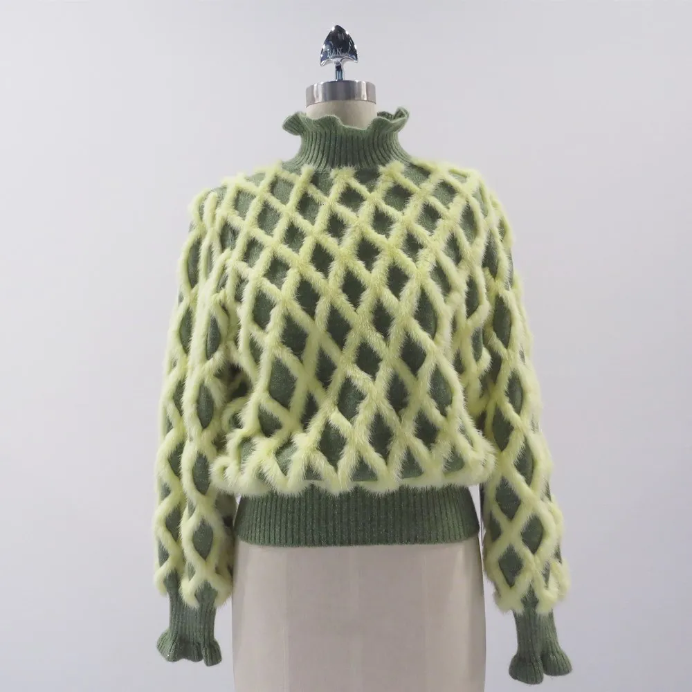 

Новинка Осень-зима 2021 г. Женский модный теплый повседневный удобный натуральный кашемировый свитер D & H с норковой полосой