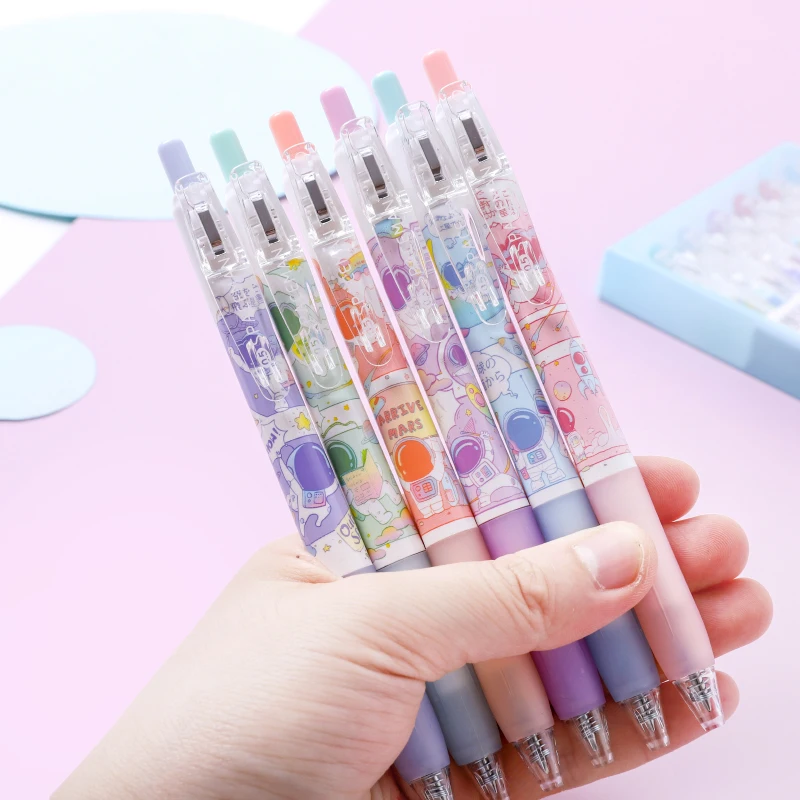 

6pcs Press the Gel Pen 6 Set Ball-point Pen Student Bullet 0.5 Black Creative Signature Pen Work