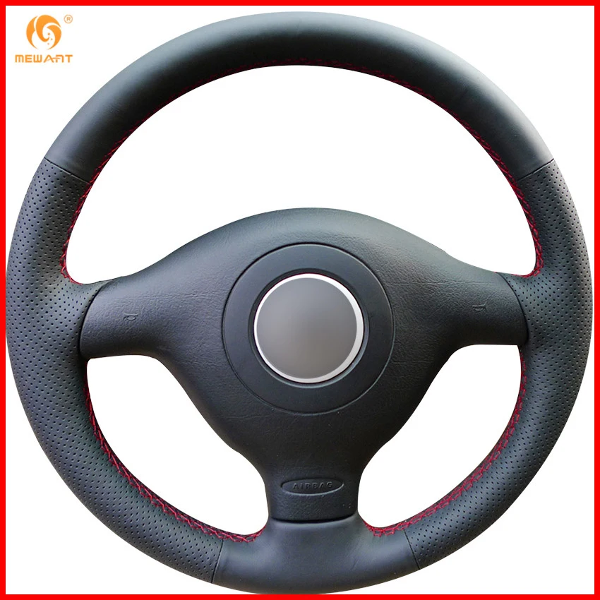 Кожаный чехол на руль для Volkswagen Golf 4 VW Passat B5 1996 2003 Polo 1999 2002 Seat Leon 2004 Skoda Fabia RS 2003|leather