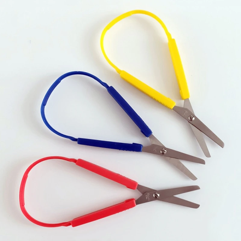 

6pcs Colorful Loop Scissors for Kids Easy Grip Self-Opening Scissor Safety Cut Dropship