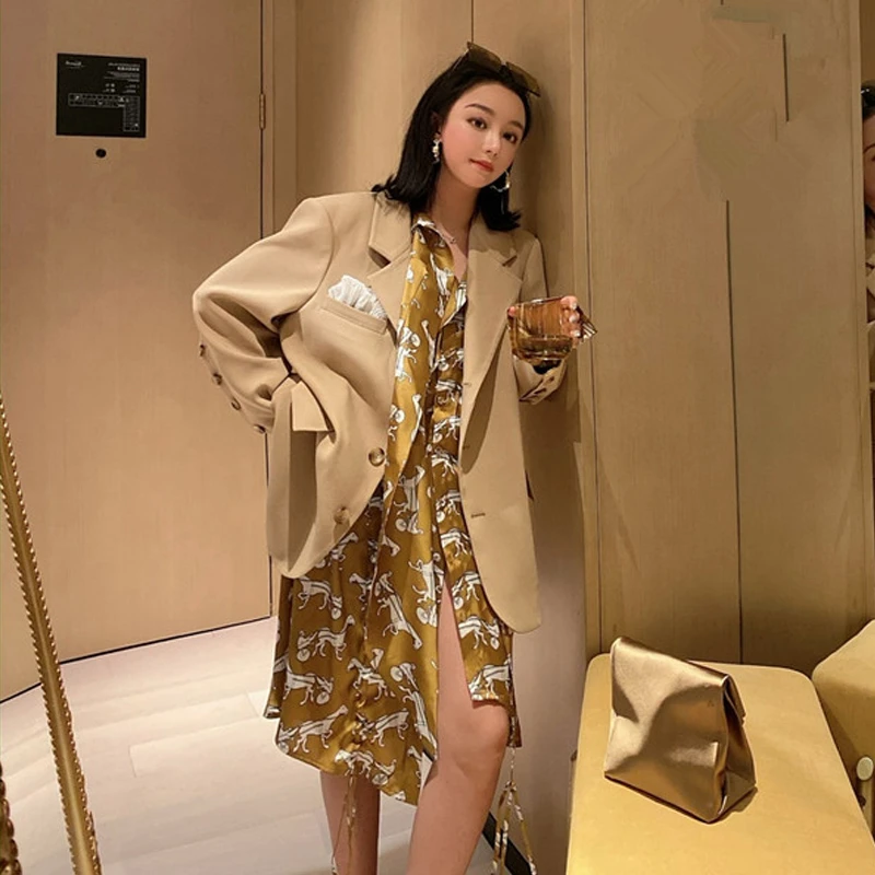 

2021 Autumn High Women Elegant's Chic Suit Jacket Korean Long Sleeve