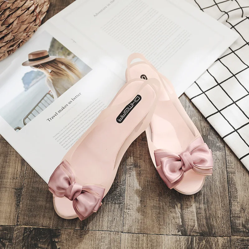 Женские модные сандалии на плоской подошве пляжная прозрачная обувь женские