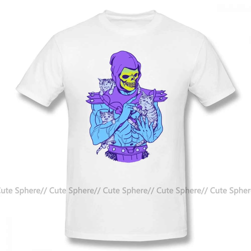 He Man, футболка Skeletor, Masters Of The Meowniverse, 100 хлопок, летняя футболка, забавная Мужская футболка с принтом, 4xl - Цвет: White