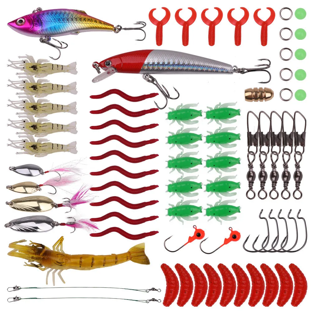 

Fishing Lures Set Hard Artificial Wobblers Metal Jig Spoons Soft Lure Fishing Silicone Bait Fishing Tackle Accessories