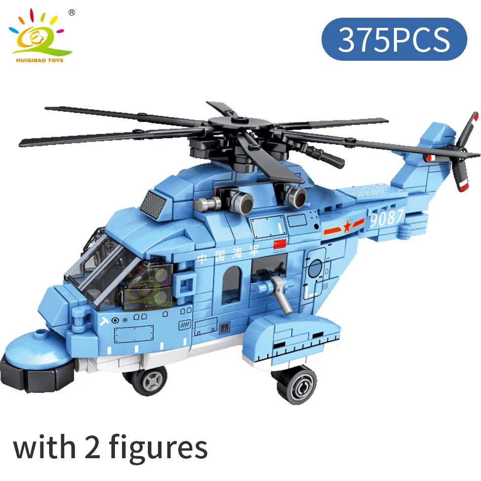 HUIQIBAO 375 шт. Военные вертолеты Z18 строительный блок городской полиции армия
