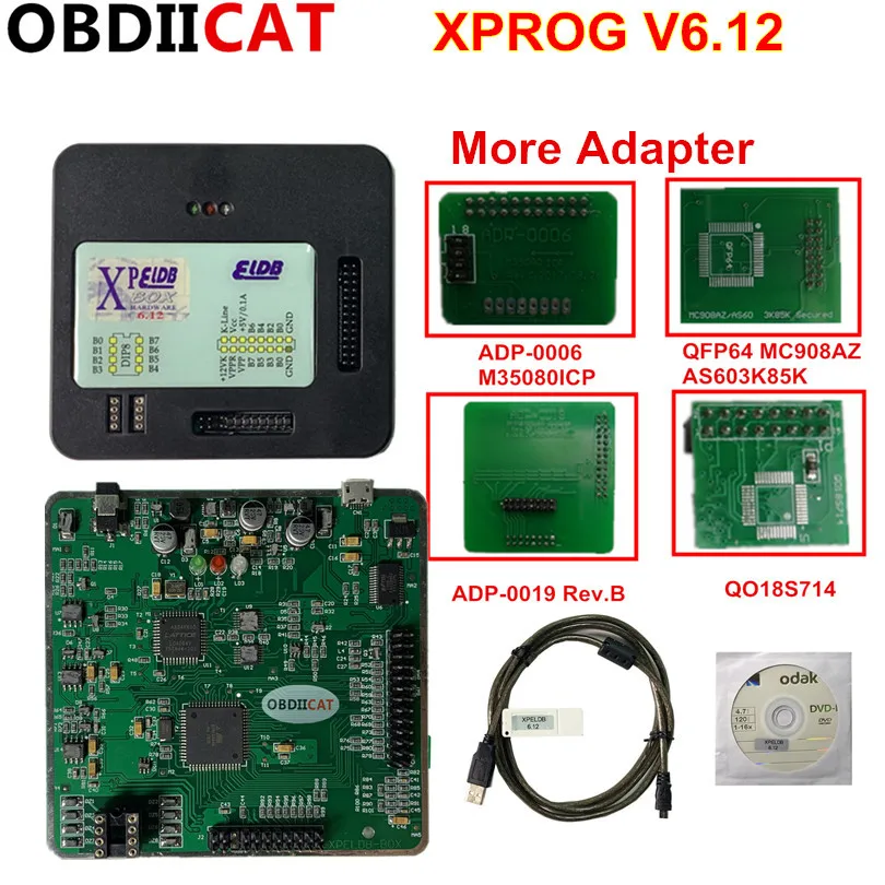 Программатор OBDIICAT XPROG V6.12 X prog ECU металлическая коробка полный адаптер Prog