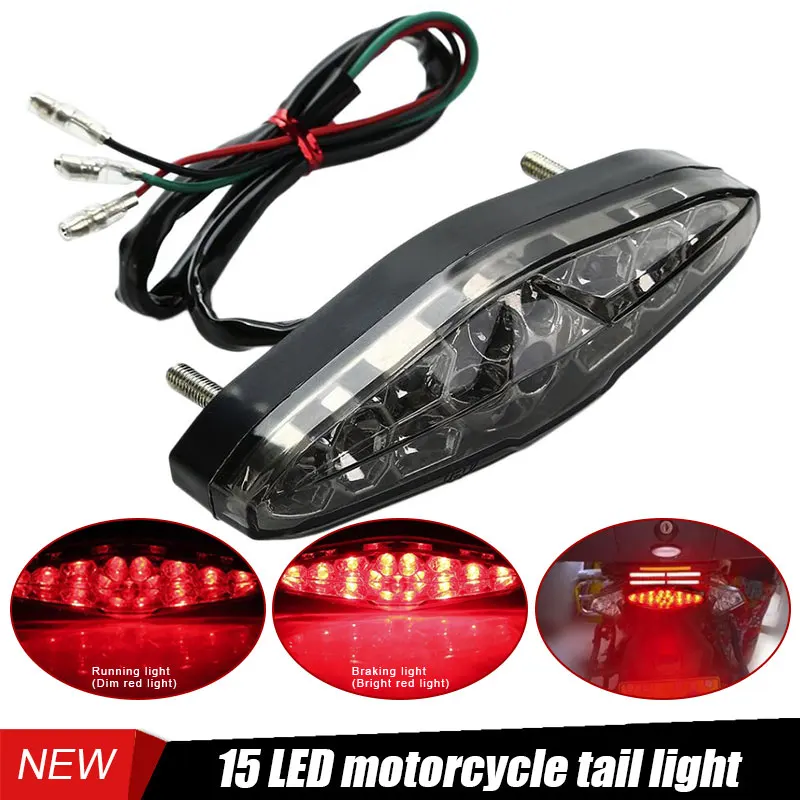 

New Universal Motorcycle Rear Tail Lights LED Braking Stop Running Tail Light For Motorcycle ATV Dirt Bike Moto Accessories 12V