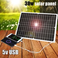 solar panel 12v 5v dual usb 30w flexible solar cell battery charger photovoltaic home system for car boat cellphone powerbank