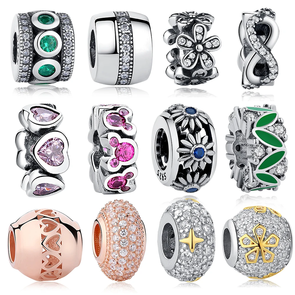 Аутентичные 925 шарма стерлингового серебра со знаком бесконечности Цветочное