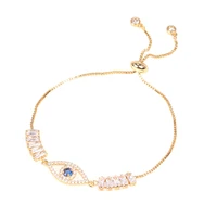 aaa cz hamsa fatima hand charm brass bracelets adjustable chain turkish blue evil eye bangle for women jewelry best couple gift
