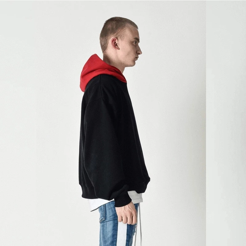 

Gray Hoodies Hooded Casual Pullover Spring Hoodie Contrast Color Men's Sweatshirts Hoodie Hip Hop Streetwear Long Sleeve Male