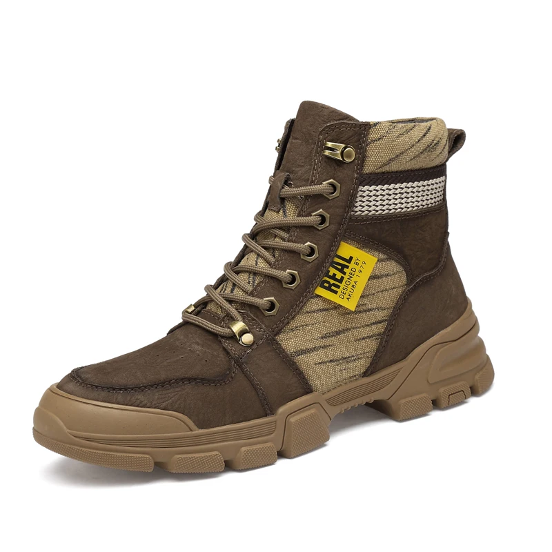 Non Fur Brown Weideng Plus Size 37-45 Genuine Leather Warm Boots Men Casual Winter Outdoor Women Snow Shoes High Quality Lace Up Soft Non Slip - Цвет: Non Fur Brown