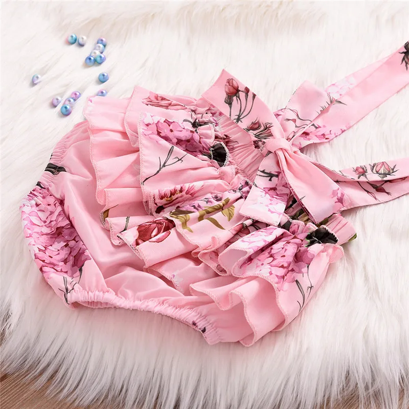 

Toddler Infant Baby Girl Sleeveless Ruffle Tops Overall Floral Short Clothes Set vetement enfant fille #4AA19