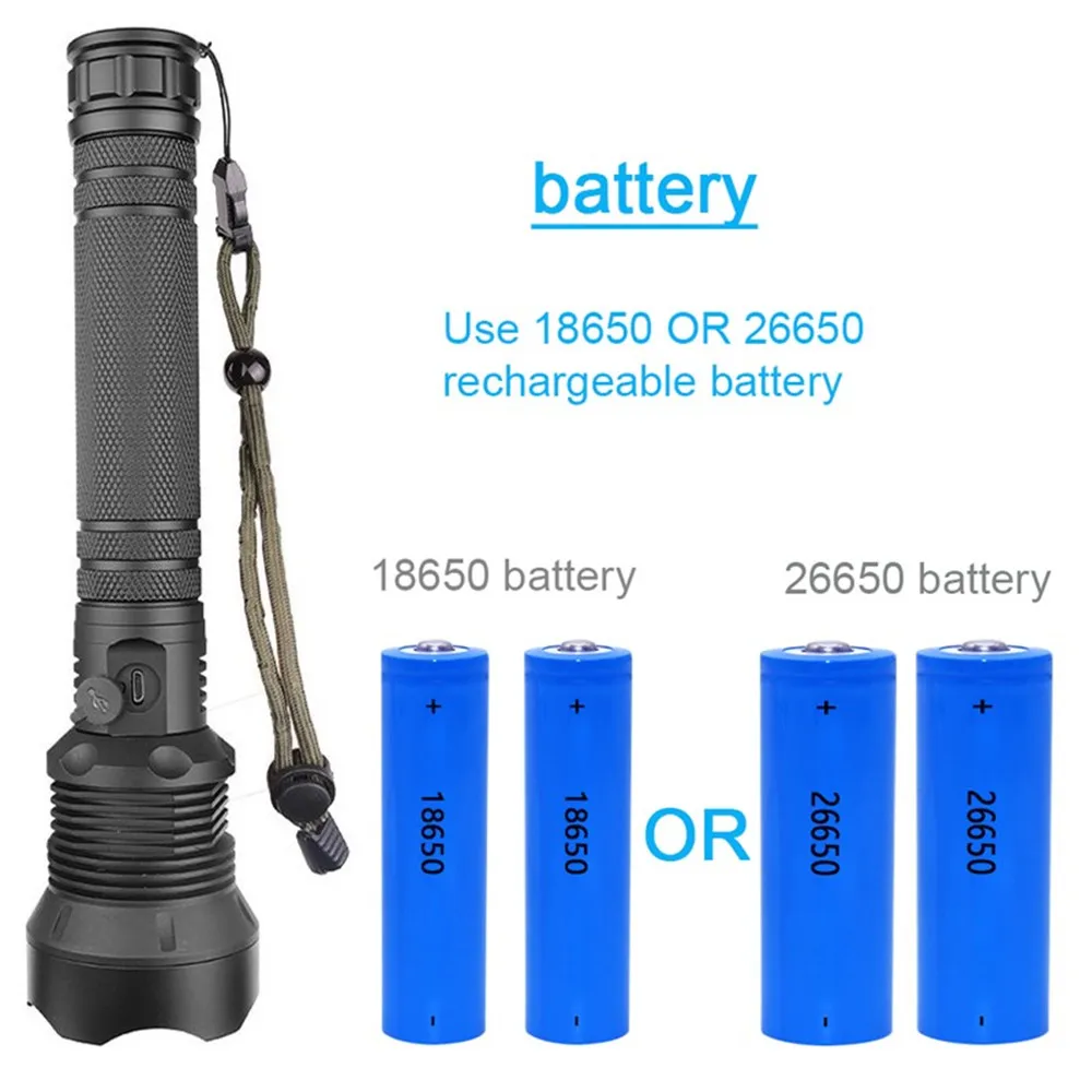 Светодиодный фонарь XHP70.2 XHP90 с зарядкой от USB Мощный тактический XHP70