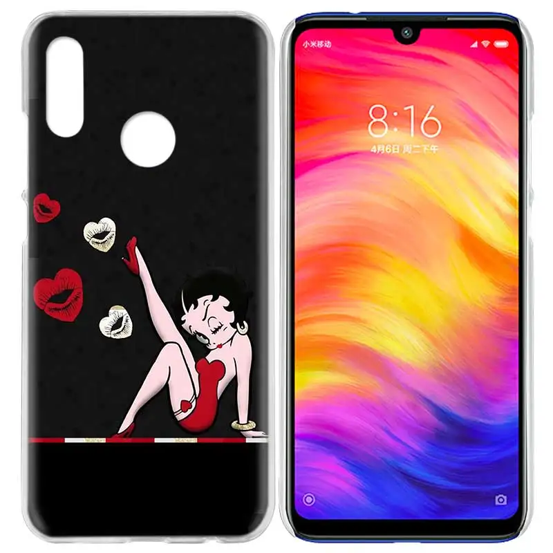 02 Чехол для Xiaomi Redmi Note 7 7A фотоаппаратов моментальной печати 7S 6 6A 5 Y3 K20 mi 8 до 9 лет CC9 CC9E A1 A2 A3 играть F1 Lite Pro Plus Betty Boop мультфильм - Цвет: 02
