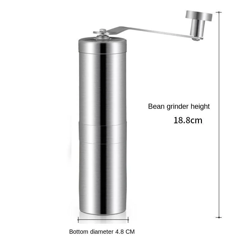 Серебристая кофемолка ручная мини-кофемолка из нержавеющей стали ручной работы