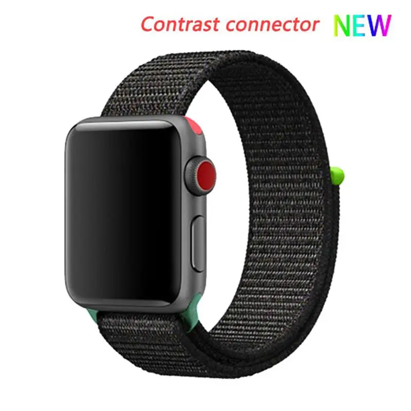 Black red 4 hit Нейлоновый ремешок для apple watch 44 мм/40 мм 4 5 iwatch 42 мм/38 мм 3 2 1 браслет красочные спортивные аксессуары для часов - Цвет ремешка: Black red 4 hit