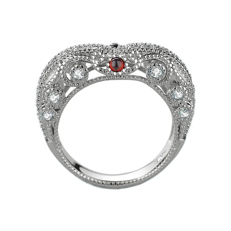 

925 Sterling Silver Heart Shape Diamon Rings for Women Wedding Engagement Bridal Ruby Jewelry Elegant Ring Fashion Accessories