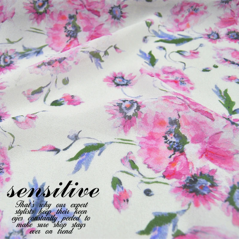 

Silk Georgette Chiffon Fabric Dress 12 momme Beige Plain Elegant Flower Thin Skirt Shirt DIY Patchwork Tissue