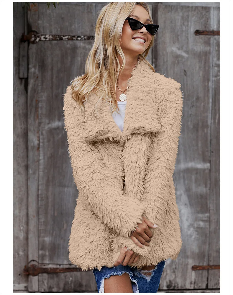 

BONJEAN Fleece Jacket for Women 2020Winter Coats and Outerwear Warm-Keep Clothing Open Stitch Gray Thicken Jackets BJ1577