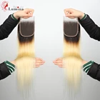 4x4 кружевная застежка Ombre блонд 1B613 волосы Remy человеческие волосы бразильская прямая швейцарская кружевная застежка с детскими волосами 1B613 фронтальная