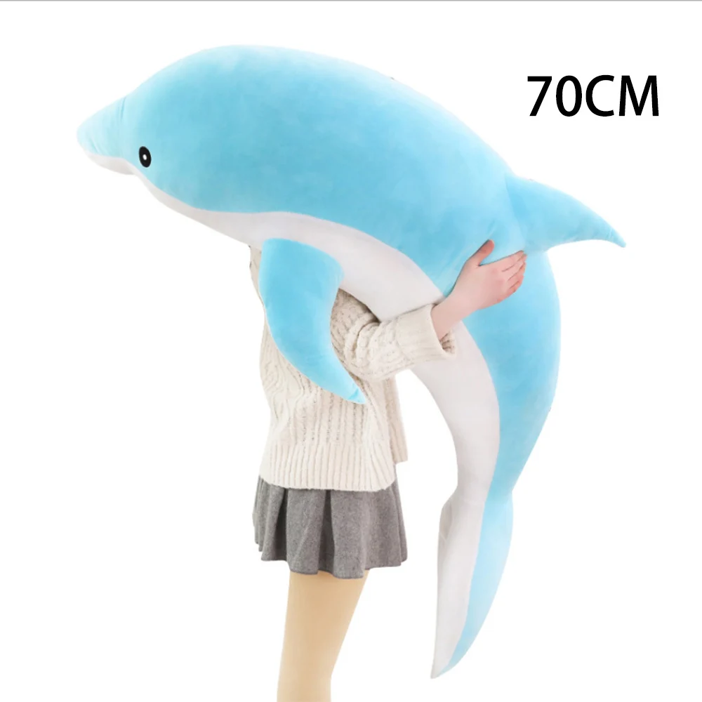 Blue 70CM Плюшевые игрушки для девочек детские Kawaii мягкие чучело дельфина куклы Животные ворс Подушка креативные детские игрушки Рождественский подарок - Цвет: Blue 70CM