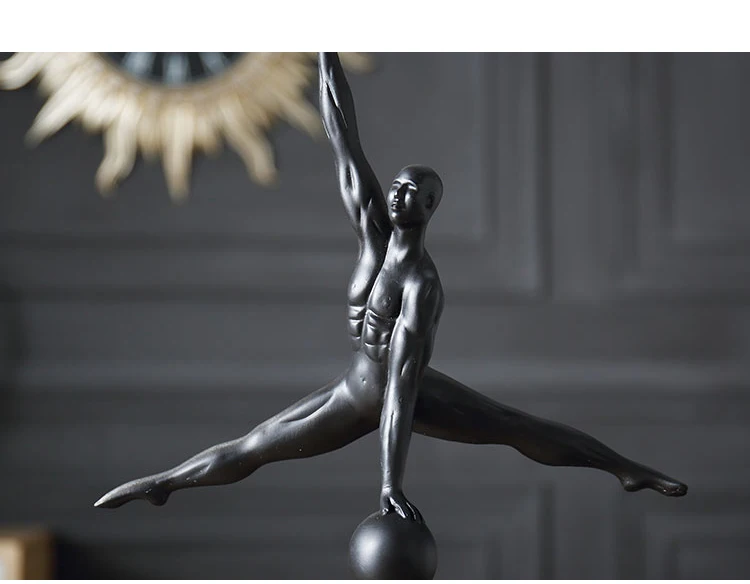 Абстрактная Спортивная Статуэтка из черной смолы с героями гимнастики фигурка