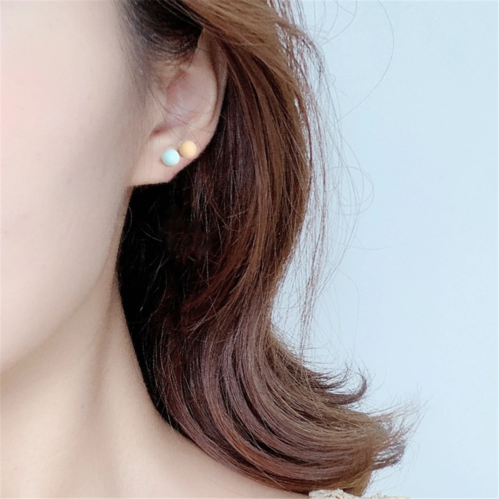 3 пары/карта корейская мода многоцветные шарики гвоздики карамельного цвета