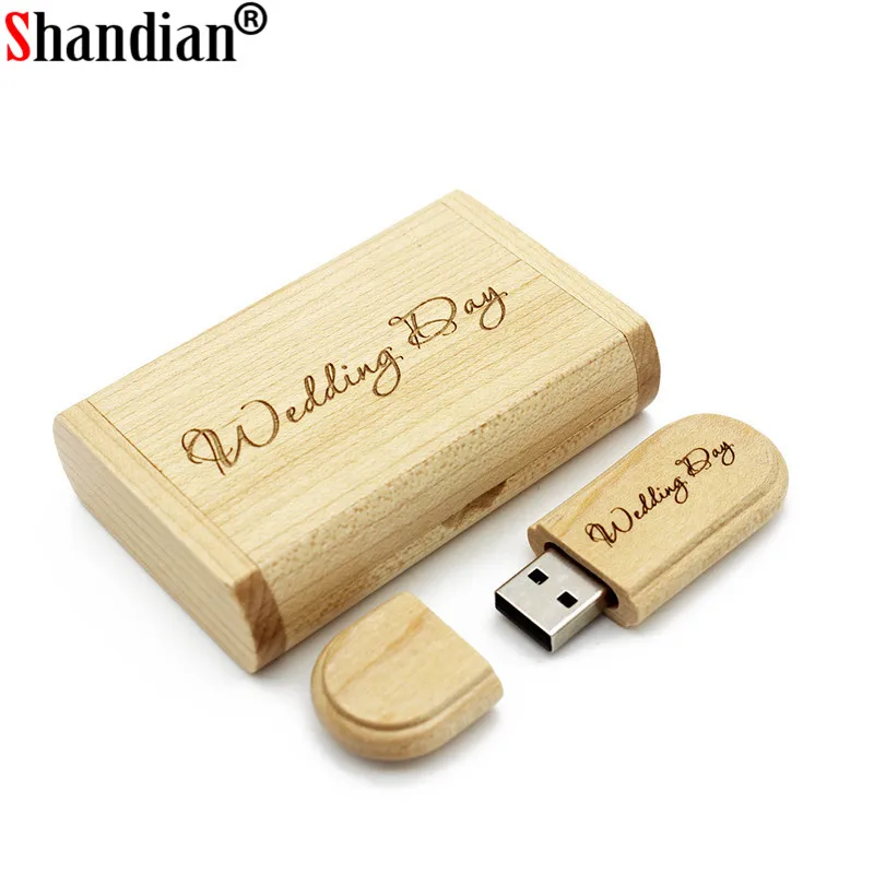 SHANDIAN (Бесплатный Пользовательский логотип) Деревянный usb + упаковочная коробка USB