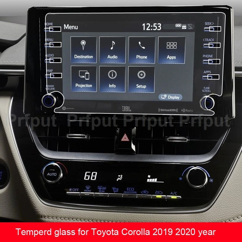 Película protectora de pantalla LCD de vidrio templado para navegación de coche, pegatina para Toyota corolla/C-HR 2019 2020, pantalla de control central