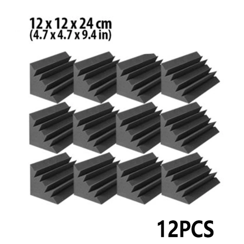 

12pcs Corner Acoustical Studio Foam Bass Trap Sound Proof Sound-Absorbing Cotton Shockproof Moistureproof Accessories 12x12x24cm