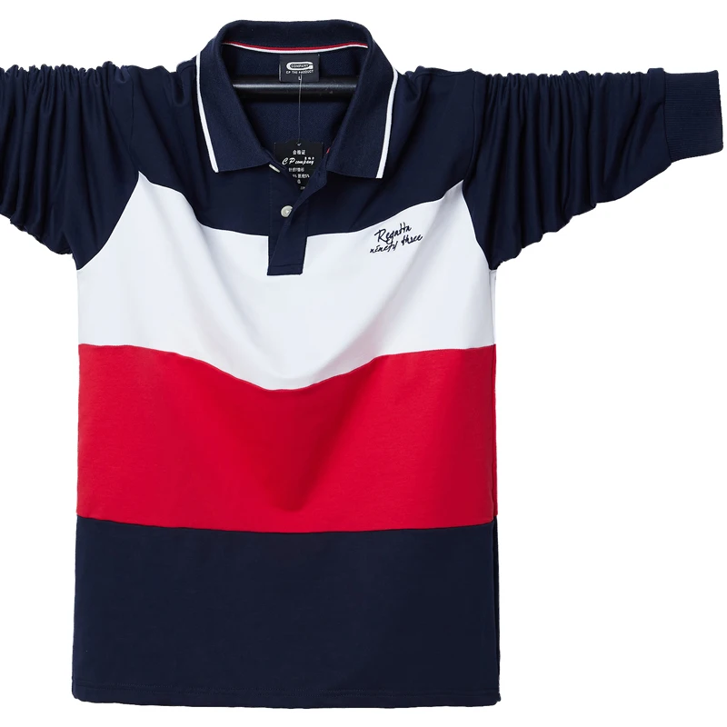 

Plus Size 5Xl-M 2021 Autumn New Polo Shirt for Man Long Sleeve Striped Shirts Spring Streetwear Slim Polo Shirt Korean Clothing