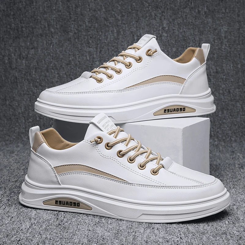 

Luxury Spring Autumn Microfiber Men's Casual Shoes Trendy Young Students Flat Board Shoes Outdoor Lace Up Sport Shoes Men