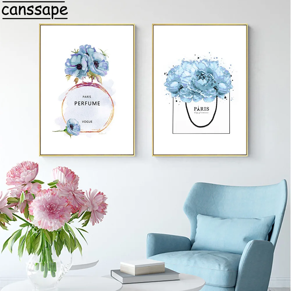 Постер для духов Картина на холсте синий настенный художественный постер парфюм