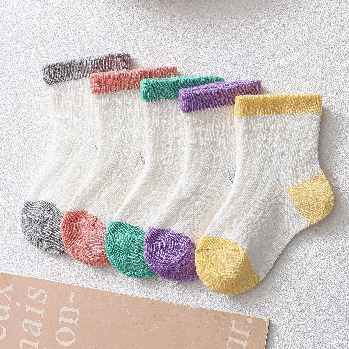 Весенне-летние детские носки тонкие хлопковые короткие удобные и дышащие для