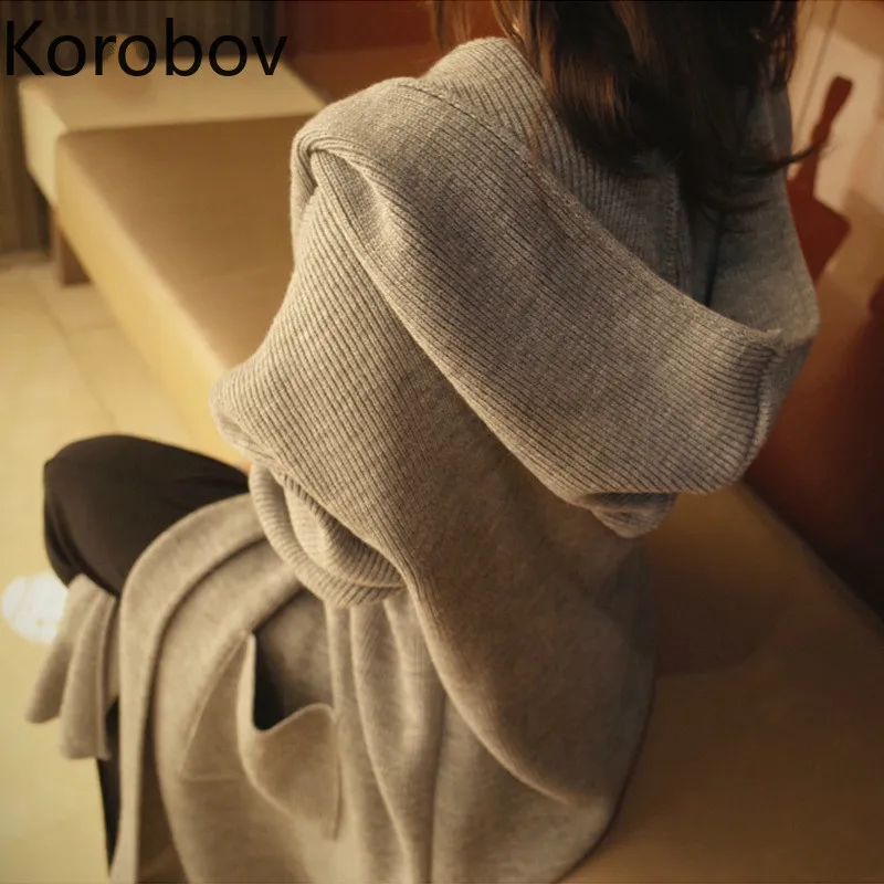 Женский вязаный кардиган Korobov винтажный однотонный Длинный Свитер оверсайз с