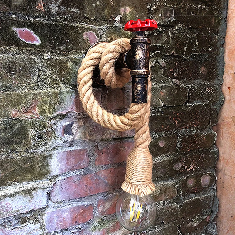 Промышленная веревка настенная лампа винтажный Wandlamp водопровод светодиодный