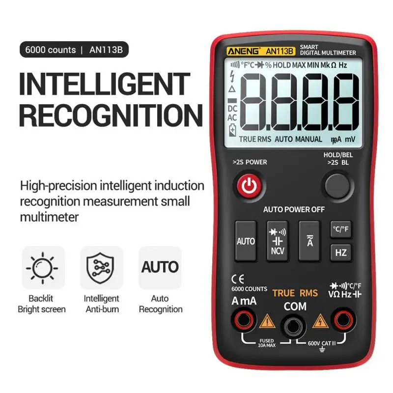 ANENG AN113B умный мультиметр высокоточный автоматический анти ожога электрик
