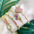 Роскошные красочные циркониевые браслеты с сердечками, регулируемые золотые цепочки, Радужный Теннисный браслет для женщин, трендовые ювелирные браслеты