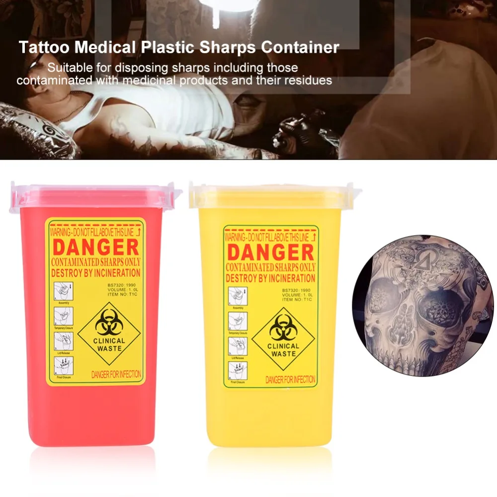 Медицинский пластиковый контейнер для тату биоопасная игла 1л размер мусорная