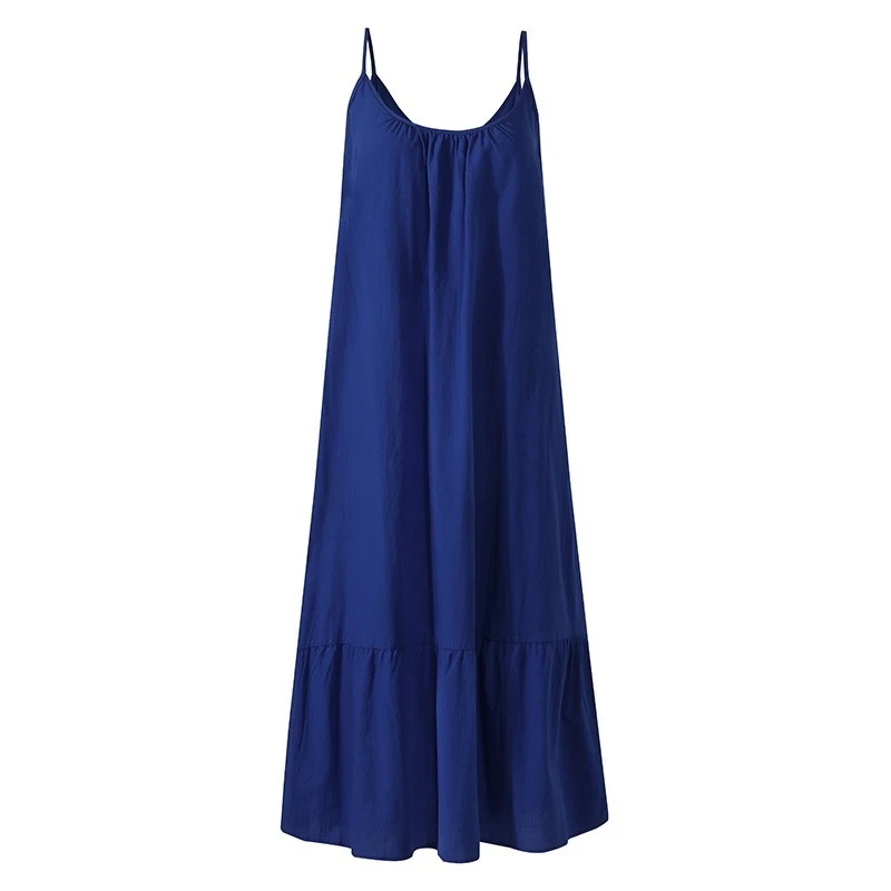 

Sexy Spaghetti Strap White Beach Boho Woman Dress 2021 Summer Loose Casual Yellow Maxi Dresses For Women Plus Size Robe Femme