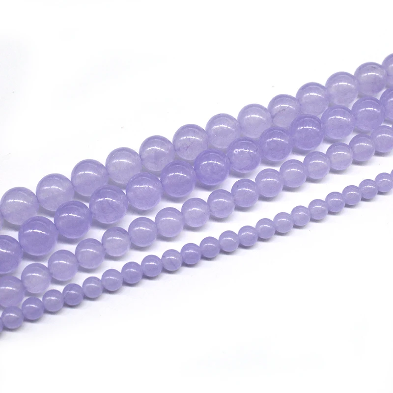 Круглые бусины из натурального камня лаванда фиолетовый халцедон нефрит 4 6 8 10 12