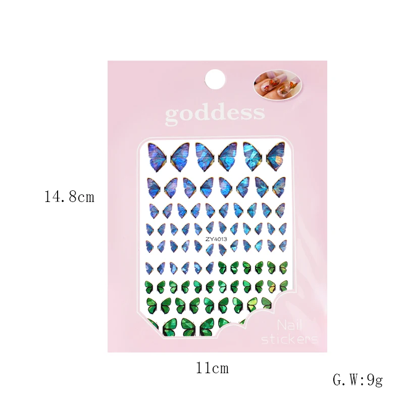 

18styles Laser Jungle Pixel Butterfly Sticker Holographic 8*10cm Wild Decals Wings Self-Adhesive 3D Press On Nail Artsticker X02