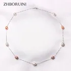 Жемчужное ожерелье ZHBORUINI из серебра 925 пробы, ювелирные изделия из натурального пресноводного жемчуга, подвеска чокер, ювелирные изделия для женщин, подарок