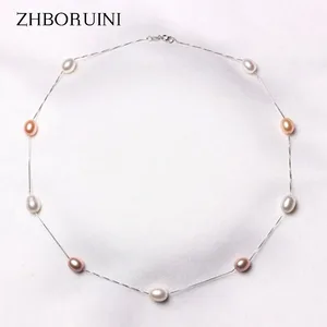Жемчужное ожерелье ZHBORUINI из серебра 925 пробы, ювелирные изделия из натурального пресноводного жемчуга, подвеска чокер, ювелирные изделия для женщин, подарок