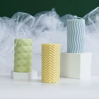 vertical pattern geometric cylindrical candle mold diy handmade 3d candle making model for party christmas wedding candle mould