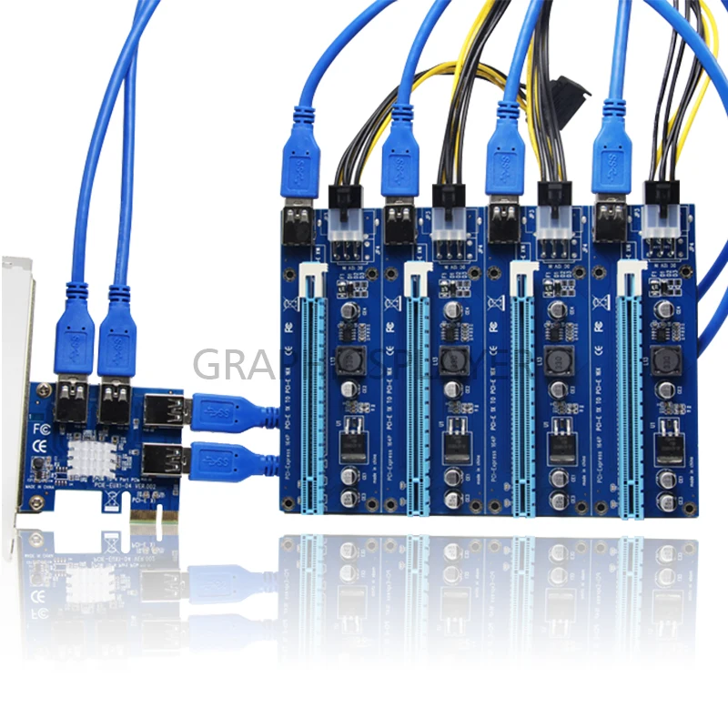 Новая карта PCIe 1 до 4PCI express 16X Слоты Райзер PCI-E 1X к внешнему 4 слота PCI-e адаптер порт