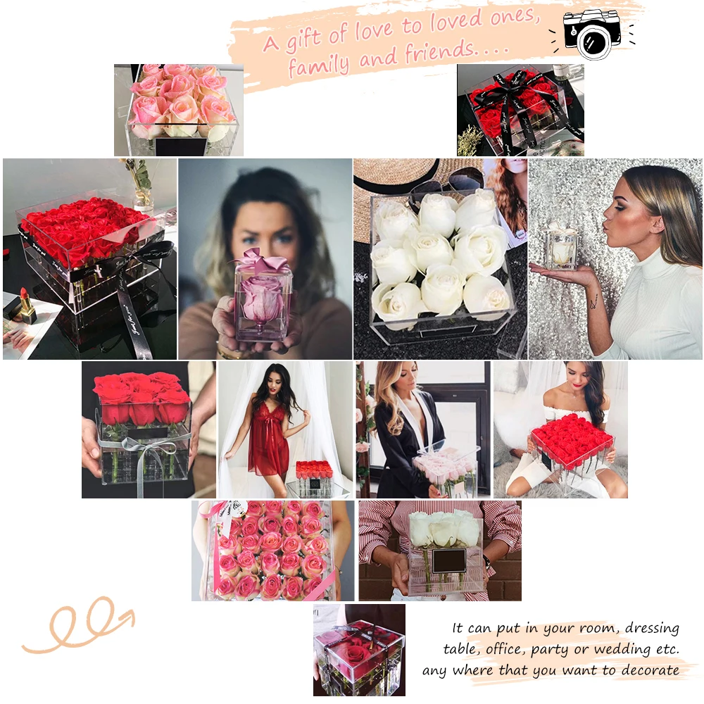 Прозрачный акриловый Органайзер для косметики коробка хранения в виде розы