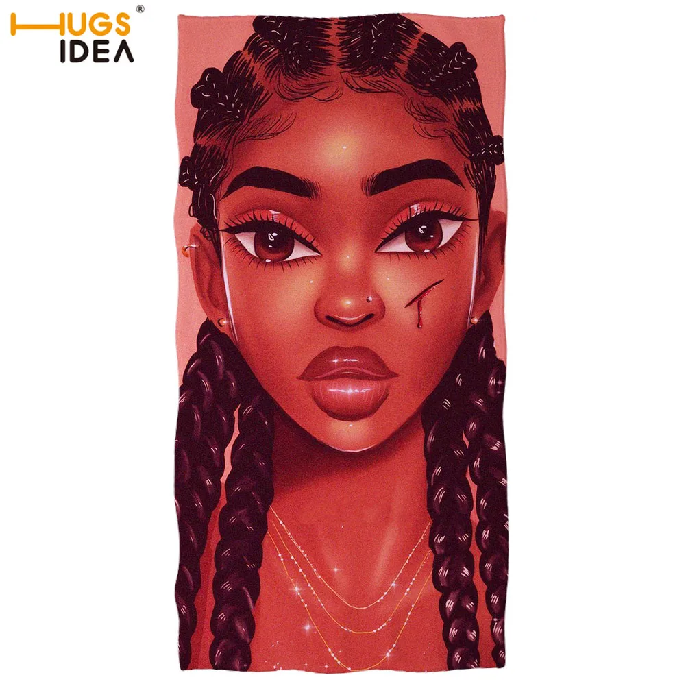 Художественное черное пляжное полотенце HUGSIDEA с принтом афродевушки/банное для
